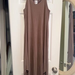 Olivia Rae Asymmetrical Sleeveless Tan Dress